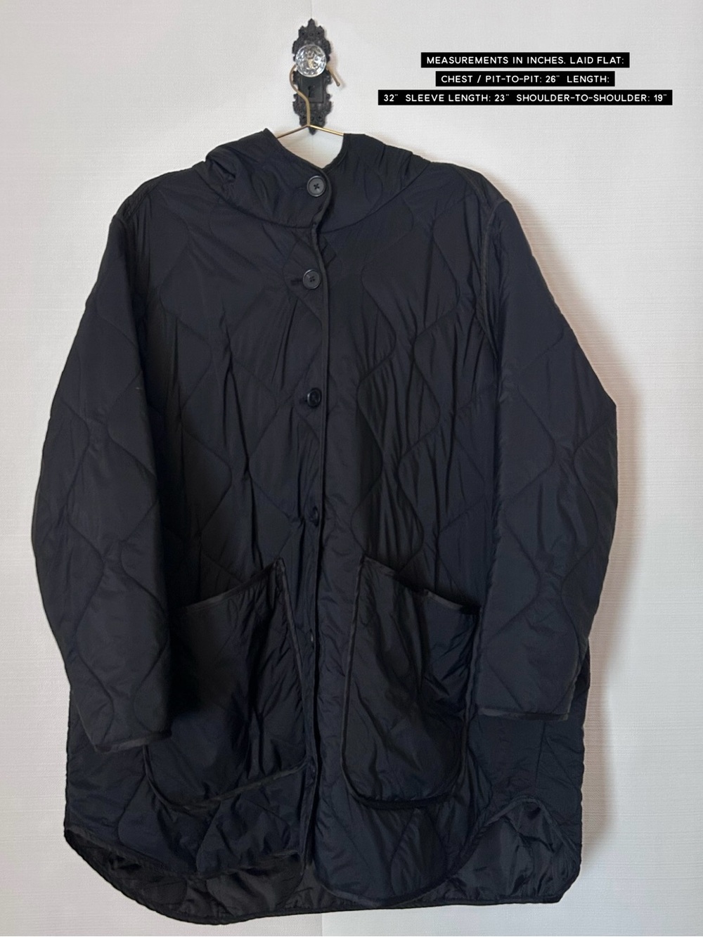 Old Navy Women’s Black Quilted Hooded Utility Liner Jacket